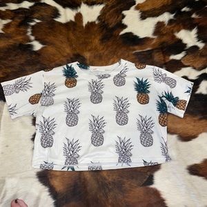 medium romwe pineapple cropped shirt